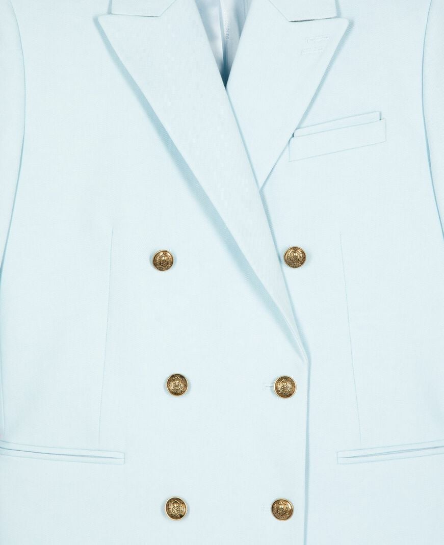 The Kooples WOMEN LIGHT BLUE blue cotton tailored jacket
