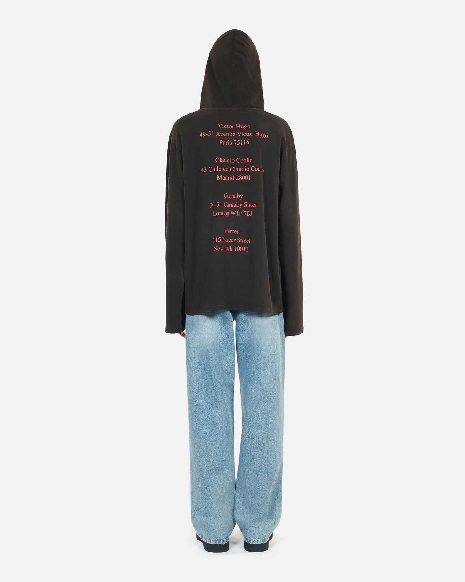 Long-sleeved black hooded Locations serigraphy t-shirt, BLACK WASHED, hi-res image number null