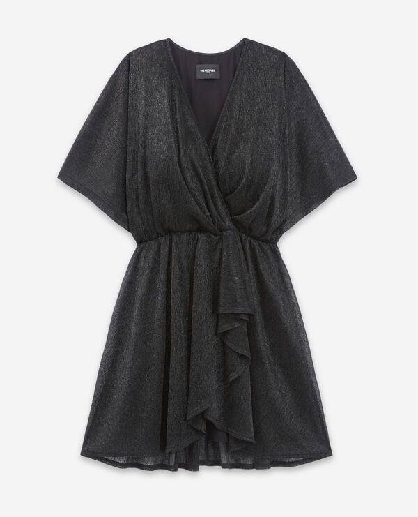 robe portefeuille noire à détail drapé