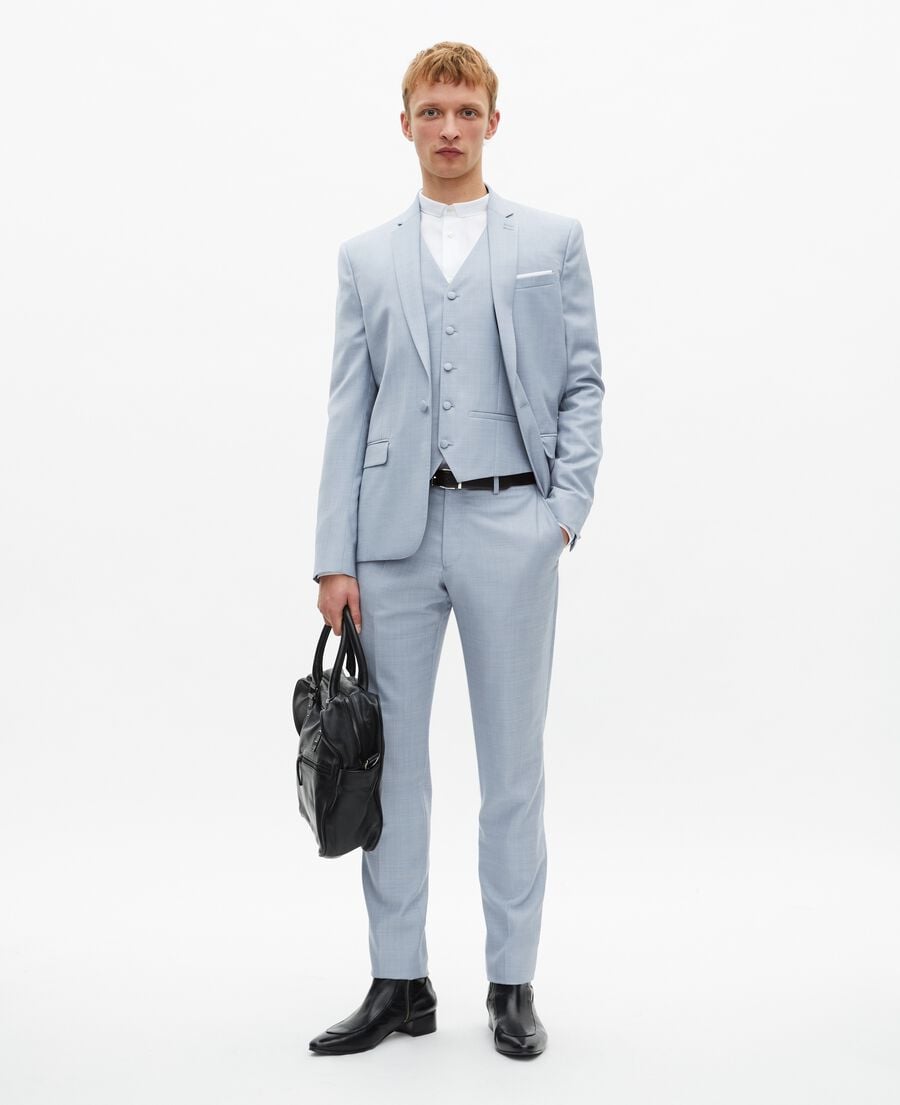 The Kooples HERREN BLUE blaue, schmal geschnittene anzugjacke aus wolle