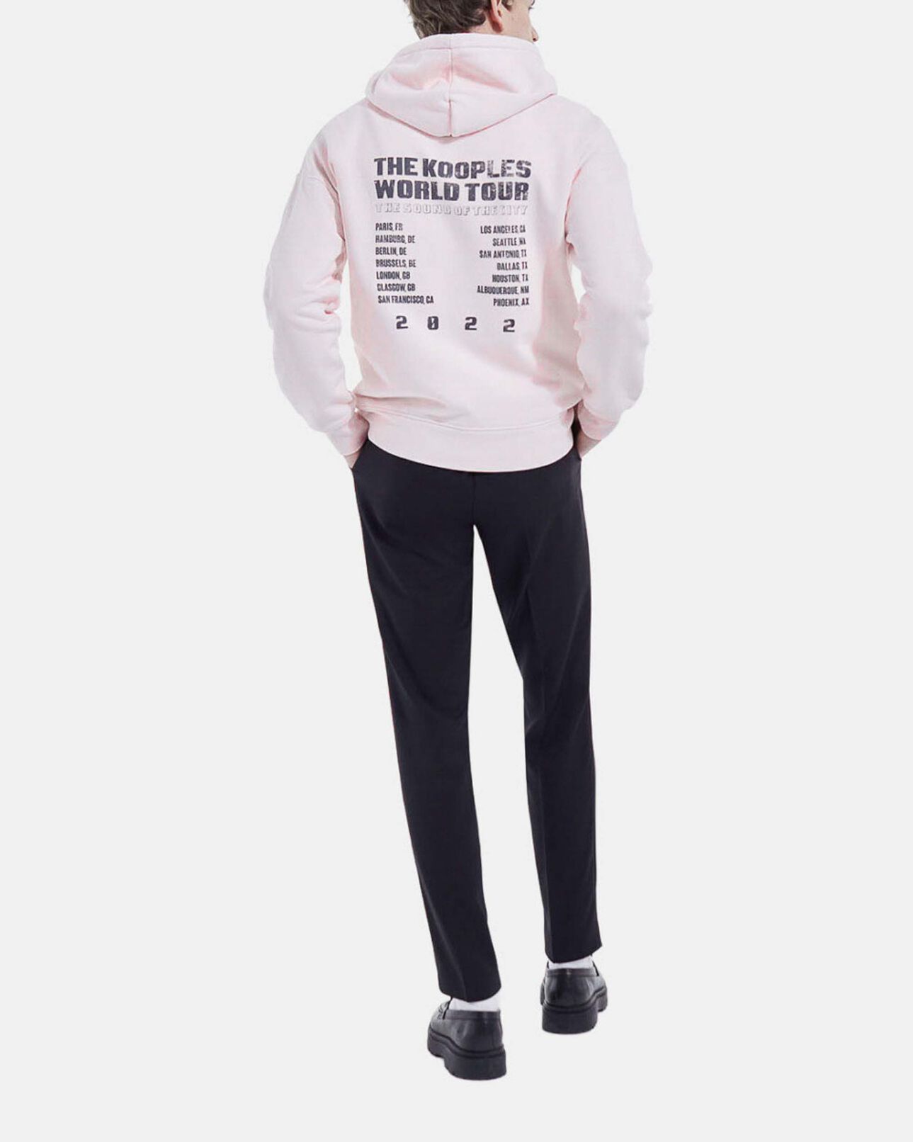 The Kooples MEN PINK pink cotton hoodie with white inscription
