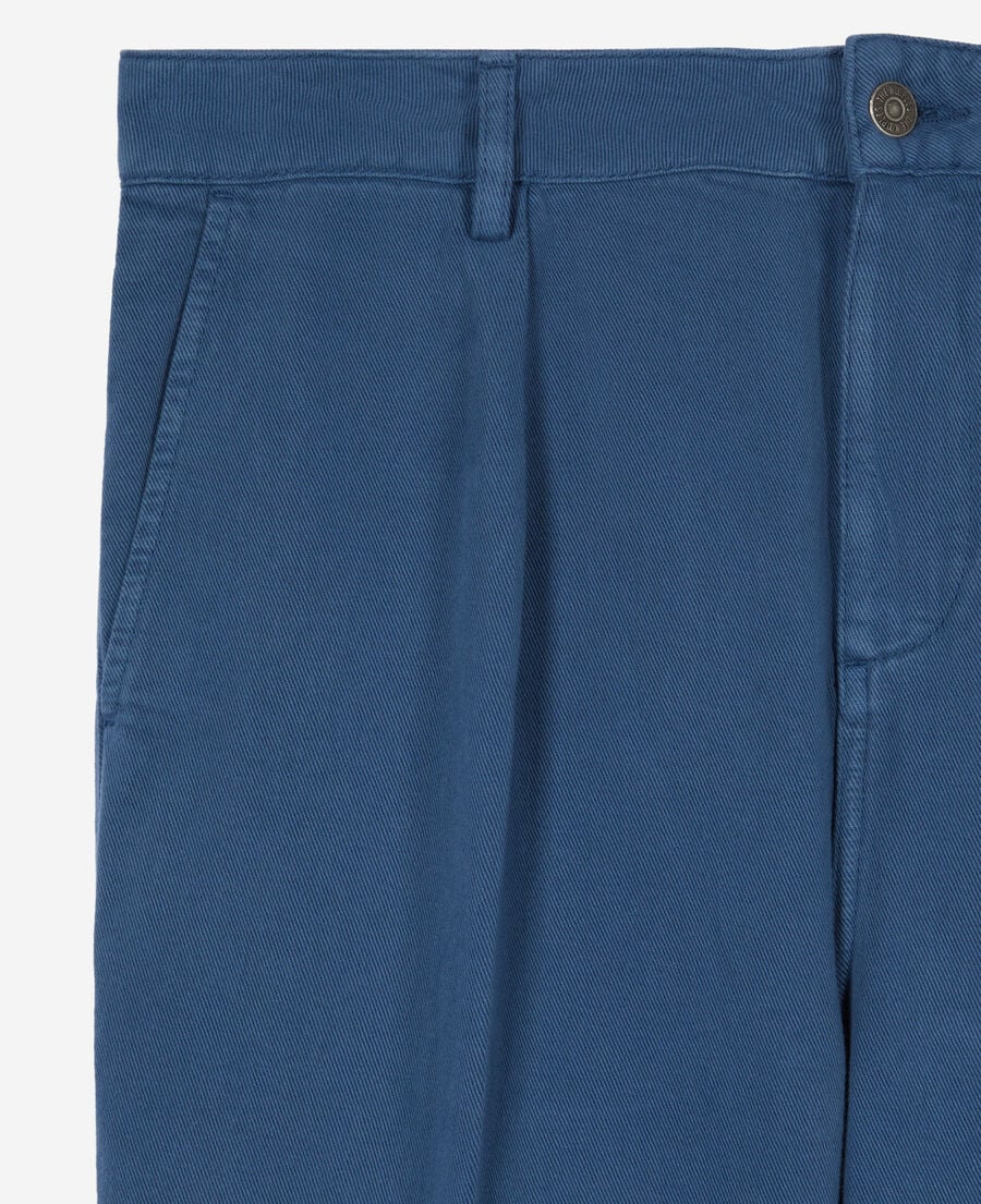 The Kooples MEN MIDDLE NAVY navy blue cotton and linen trousers with pleats