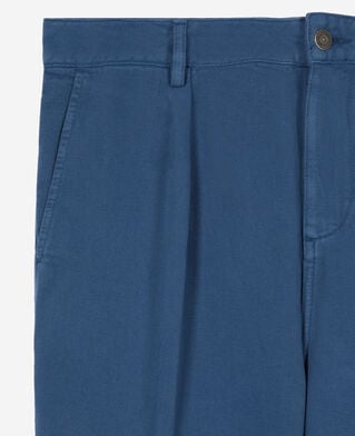 The Kooples MEN MIDDLE NAVY navy blue cotton and linen trousers with pleats