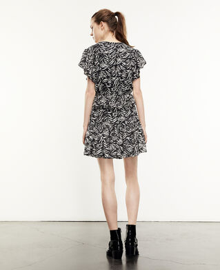 The Kooples WOMEN BLACK WHITE short black and white zebra-print dress