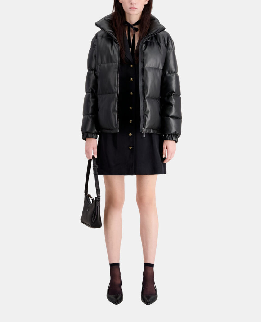 The Kooples WOMEN BLACK black faux leather puffer jacket