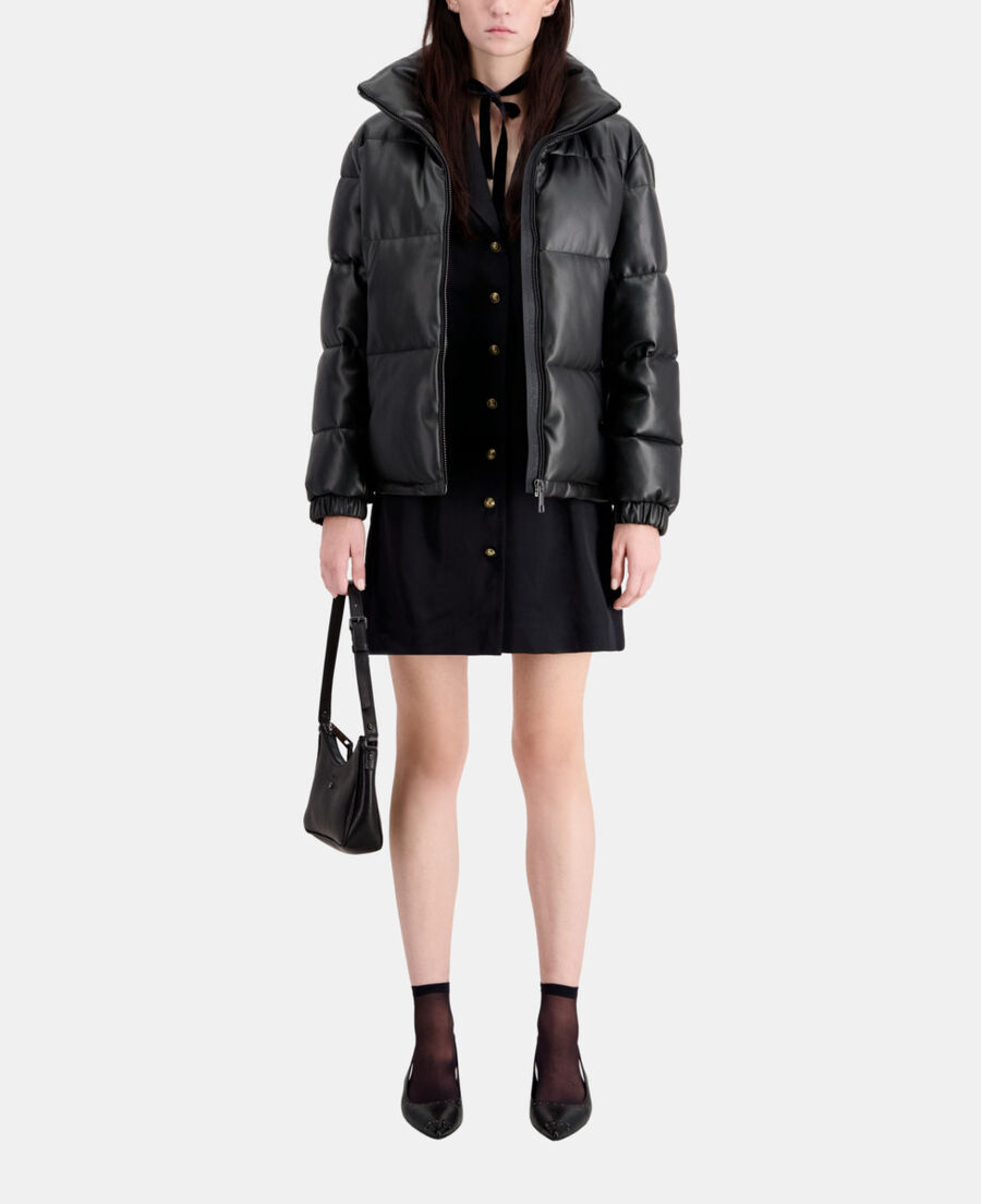 The Kooples F BLACK black faux leather puffer jacket