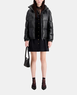 The Kooples F BLACK black faux leather puffer jacket