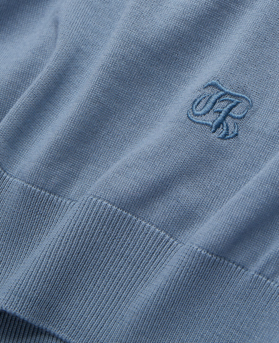 pull bleu en laine mérinos