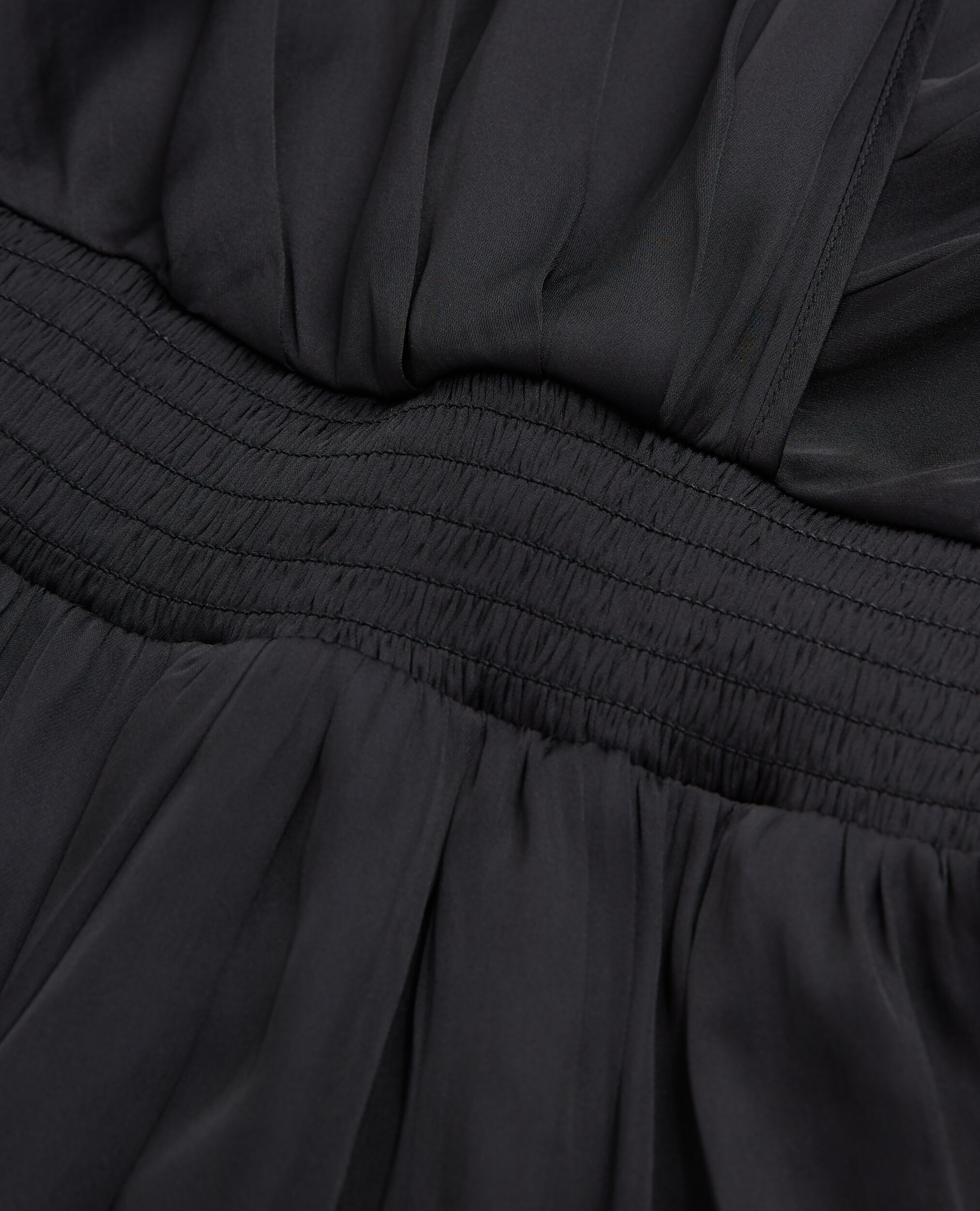 Vestido largo negro satinado, BLACK, hi-res image number null