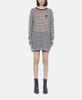 The Kooples FEMME BLACK / WHITE pull en mohair et laine &agrave; rayures