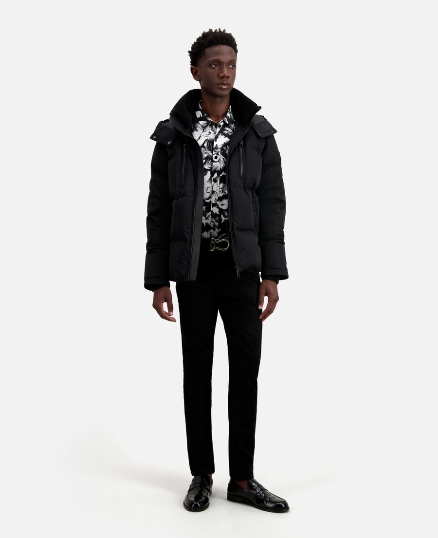 Black hooded puffer jacket | The Kooples - US