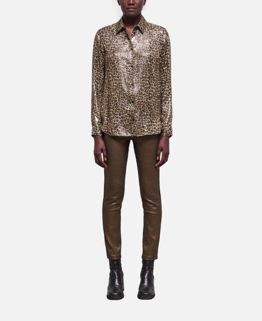 flowing leopard-print shirt