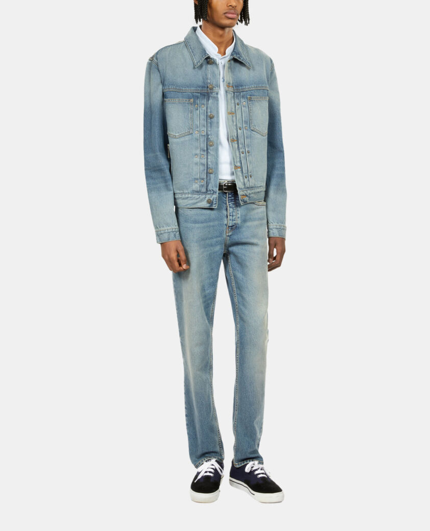 The Kooples HERREN BLUE DENIM blauer blouson aus gewaschenem denim