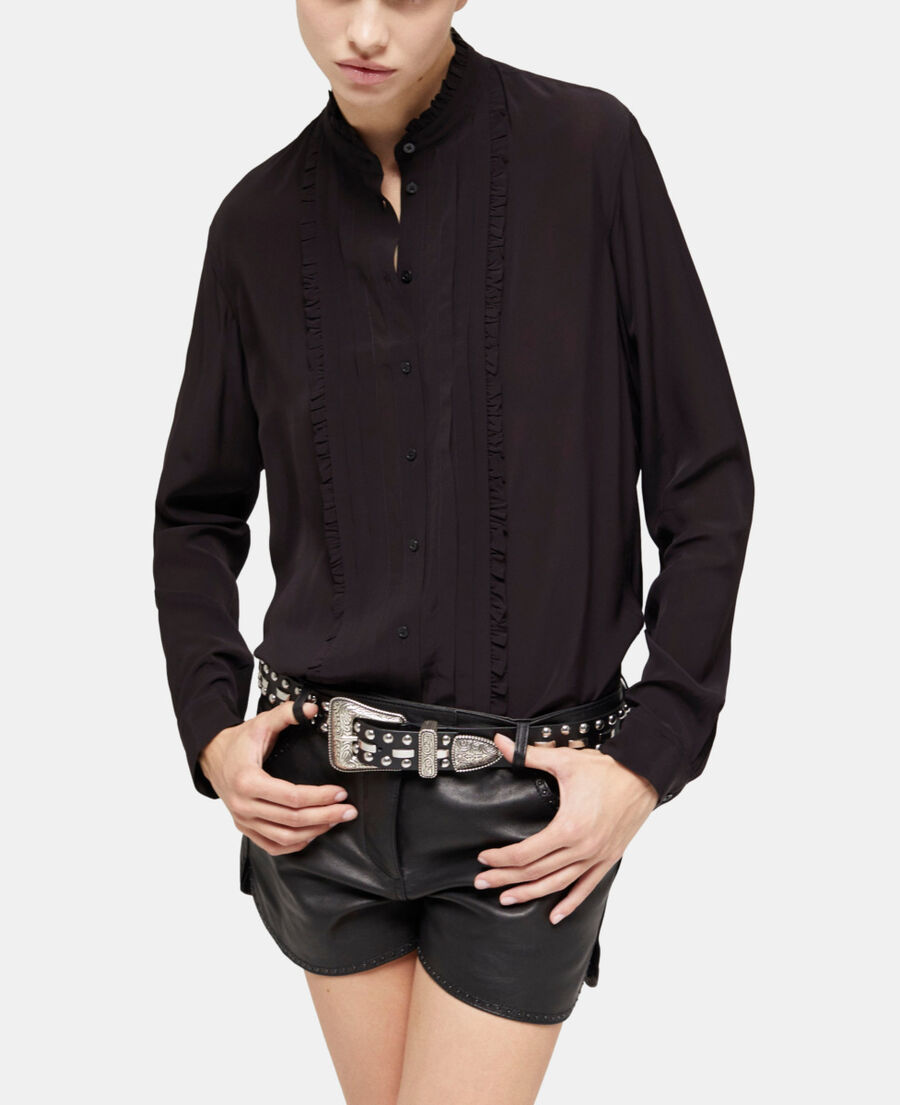 black flowing shirt
