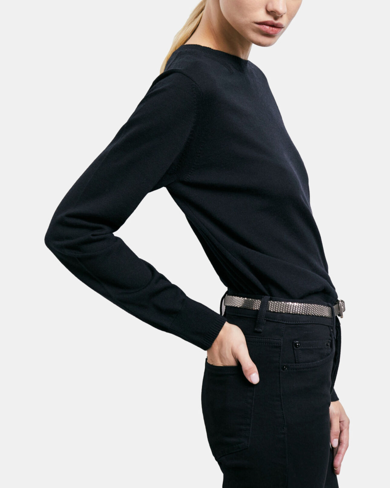 The Kooples FEMME BLACK pull fin mérinos noir