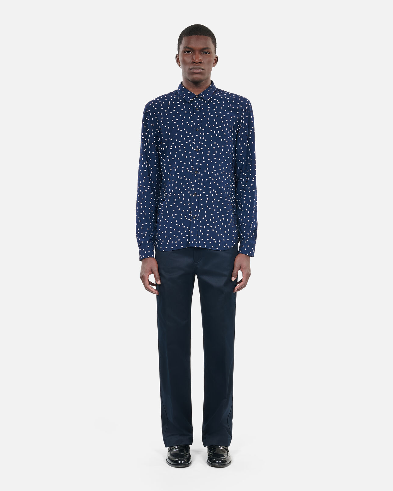 The Kooples HERREN DARK NAVY-ECRU hemd mit punkte-print