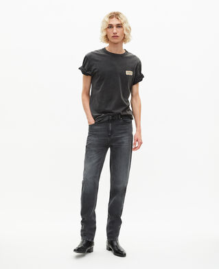 The Kooples MEN BLACK WASHED t-shirt with faded black silk-screen print