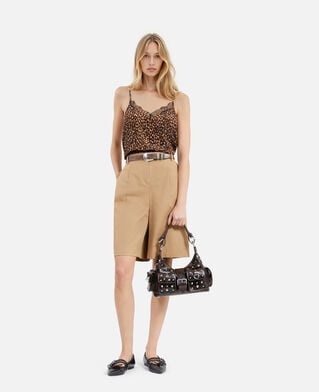 The Kooples DAMEN BROWN amelia tasche mit nieten aus braunem crackleder