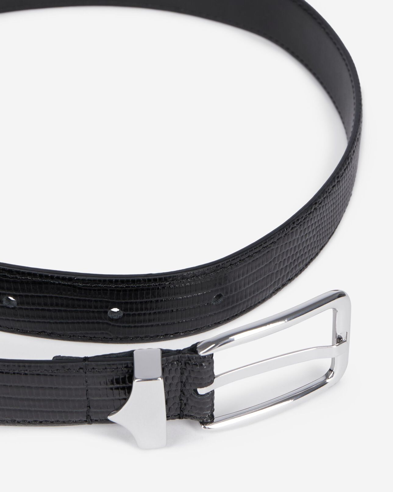 The Kooples HERREN BLACK schwarzer ledergürtel in krokodil-optik