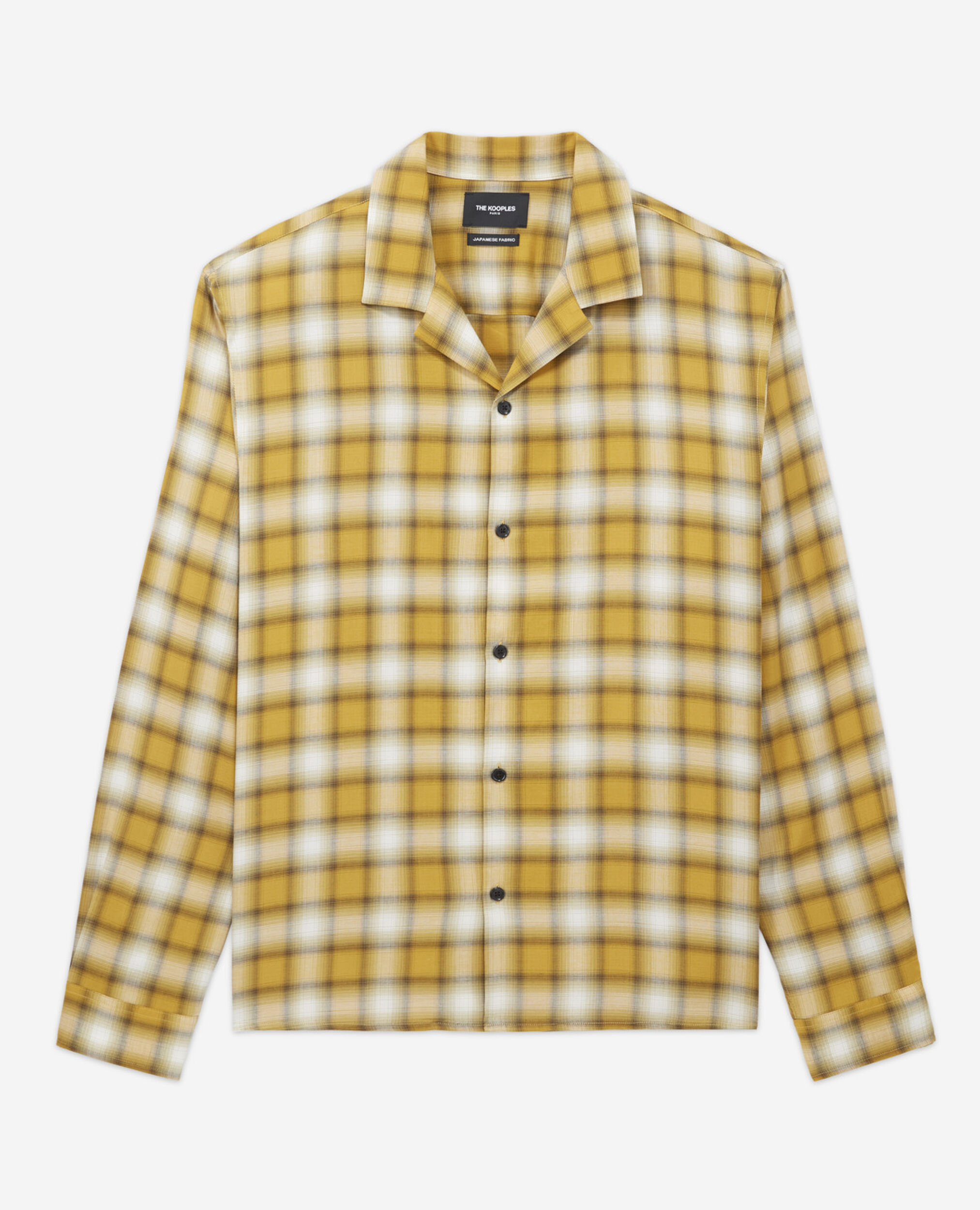 Yellow cotton shirt with contrasting motif, YELLOW, hi-res image number null