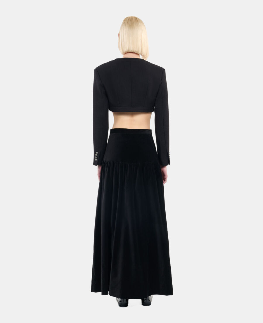 The Kooples FEMME BLACK veste en laine et coton noire