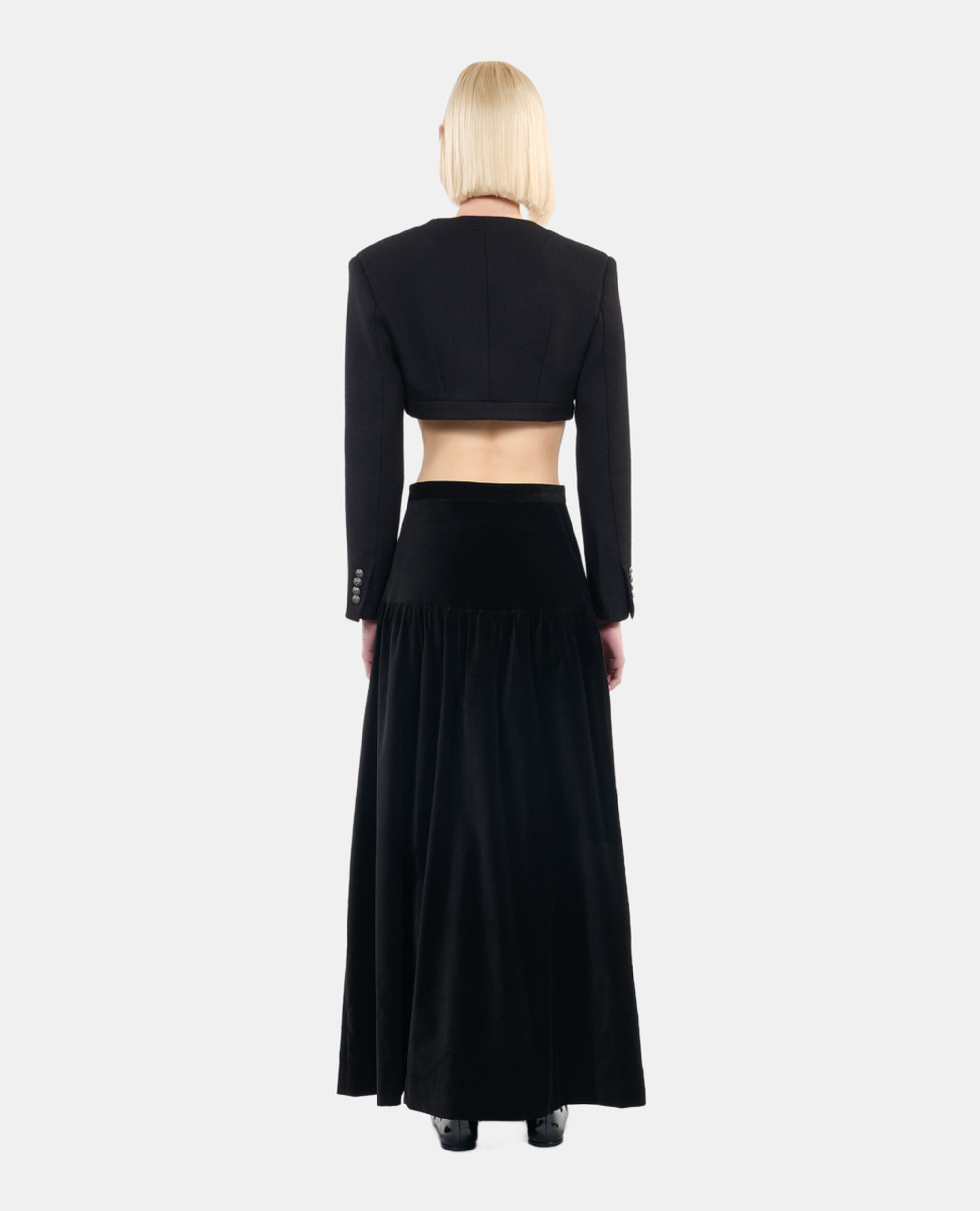 Veste en laine et coton noire, BLACK, hi-res image number null