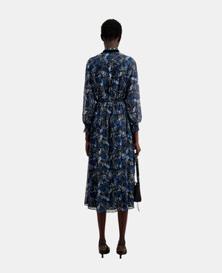 The Kooples F BLUE long printed dress with pleating