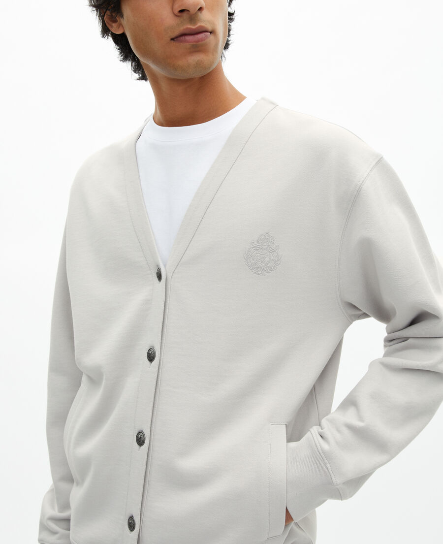 The Kooples MEN LIGHT GREY button-down cardigan in grey jersey