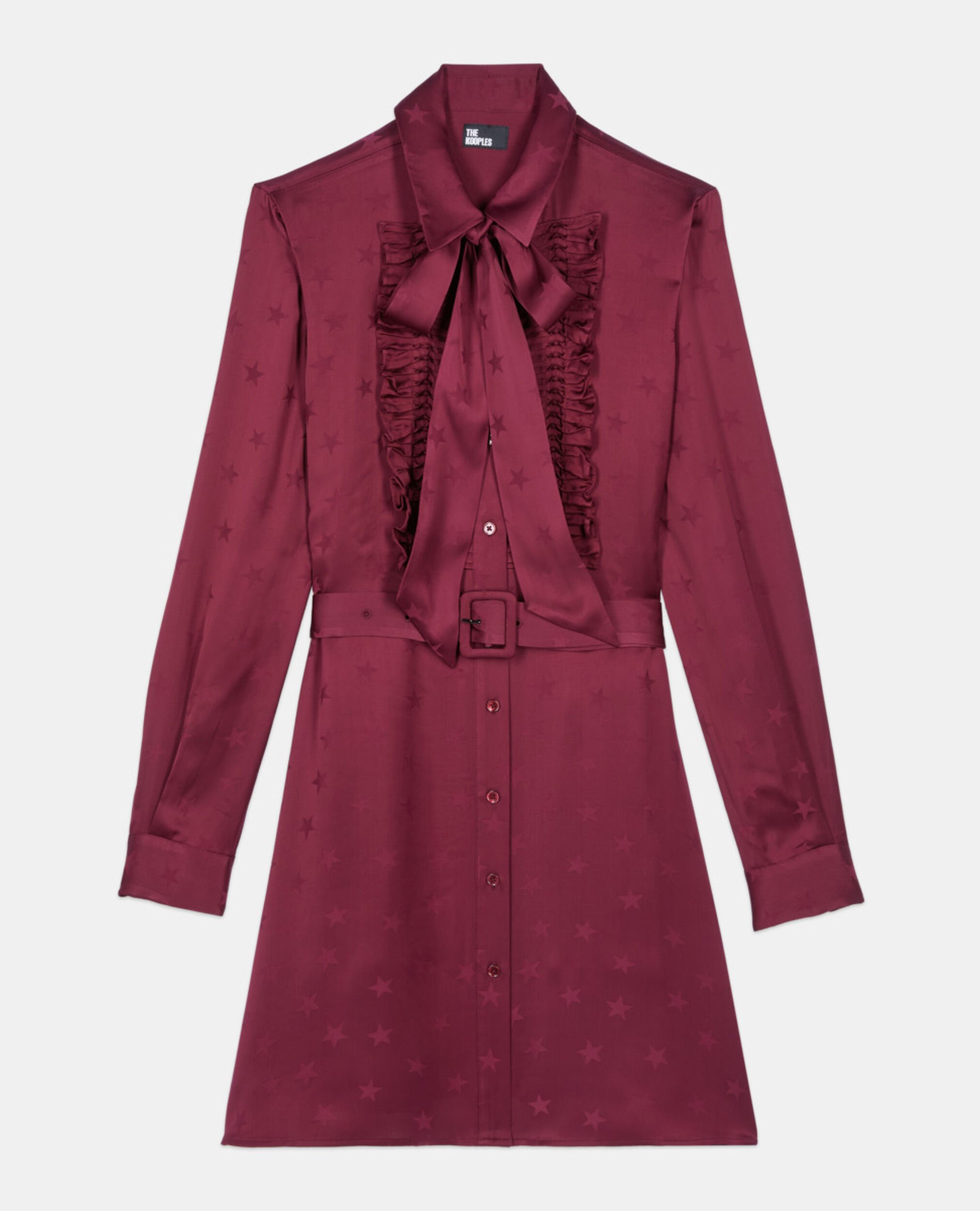 Burgundy jacquard short dress, BURGUNDY, hi-res image number null