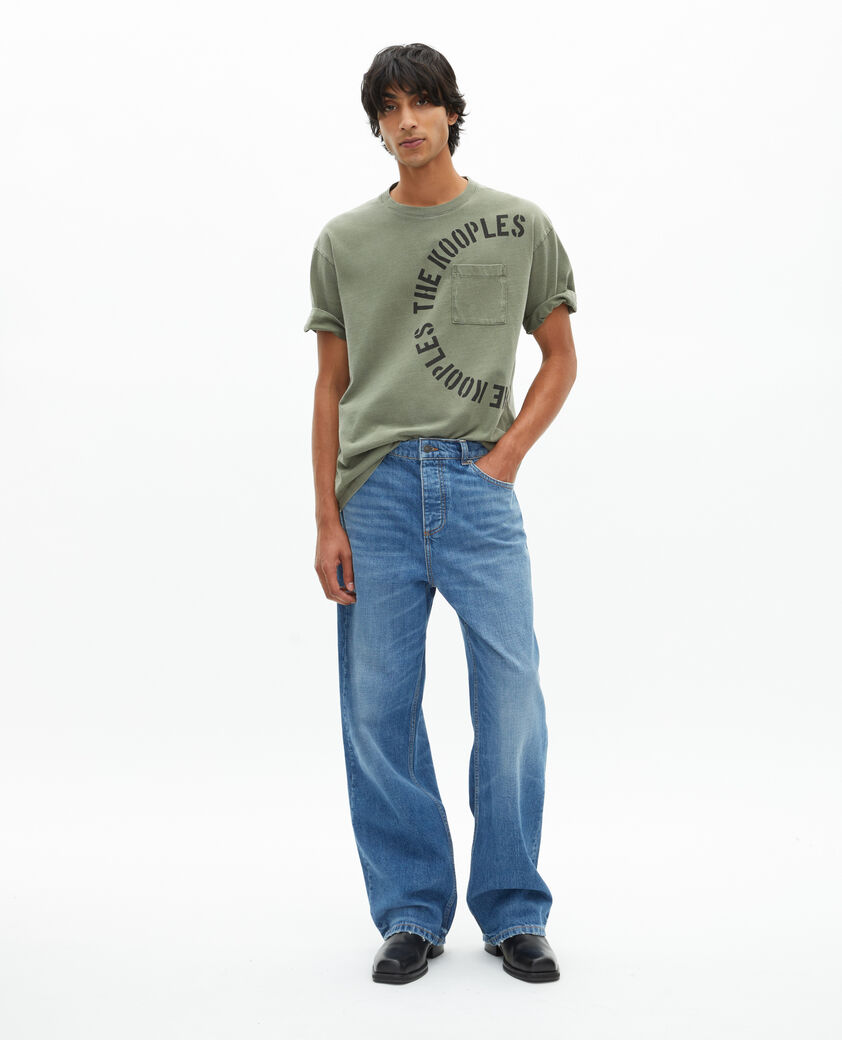 The Kooples MEN KAKI t-shirt with khaki screen print