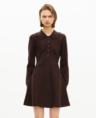 The Kooples WOMEN CHOCOLATE short brown knit dress