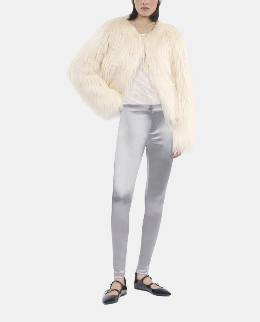 The Kooples FEMME SILVER legging satiné argenté