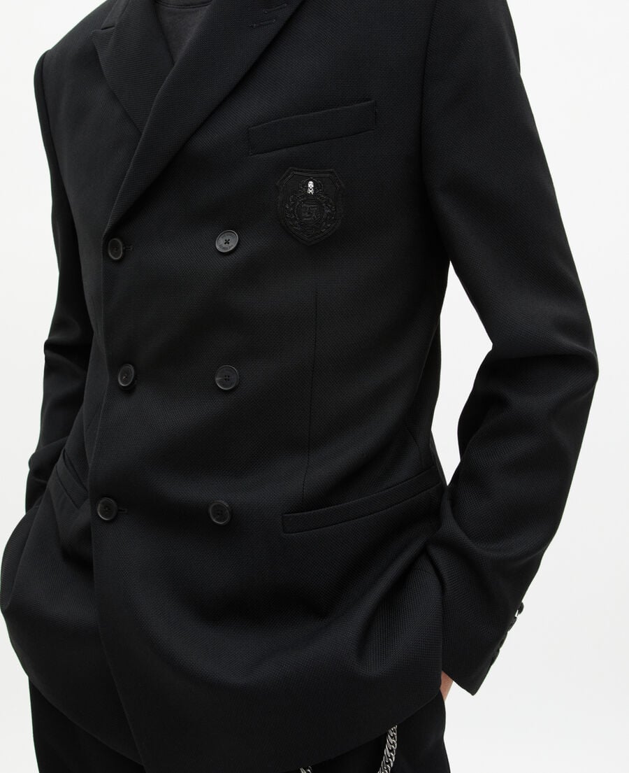 The Kooples HOMME BLACK veste droite crois&eacute;e avec blason noire