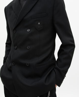 The Kooples HOMME BLACK veste droite crois&eacute;e avec blason noire