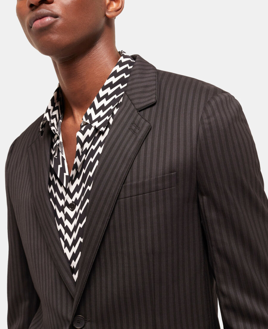 striped wool suit jacket