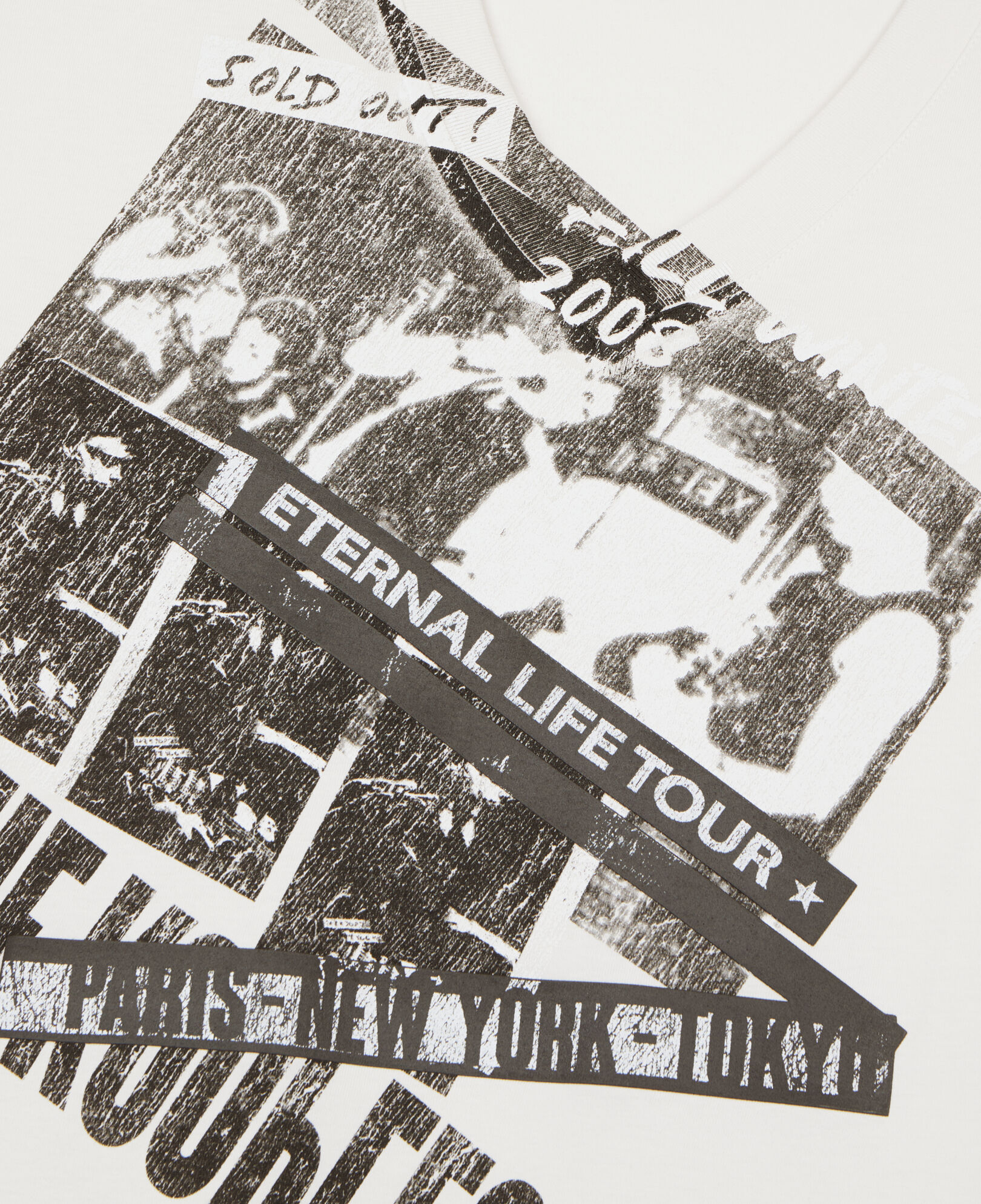 The Kooples HERREN ECRU ecrufarbenes t-shirt „eternal life tour“