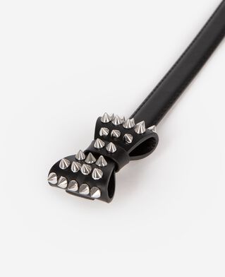 The Kooples FEMME BLACK ceinture fine avec noeud en cuir noire