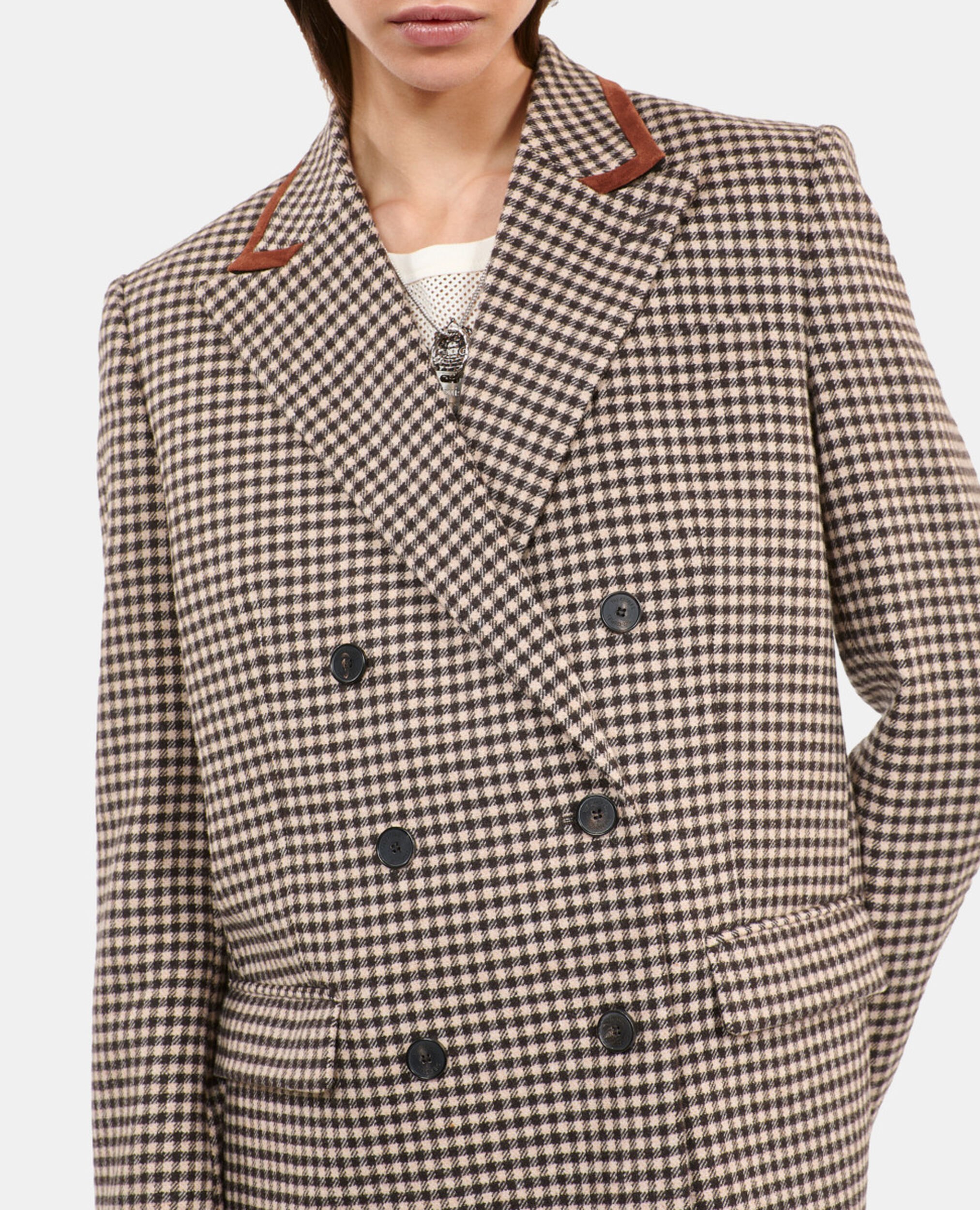 Veste tailleur à carreaux vichy, ECRU BLACK, hi-res image number null