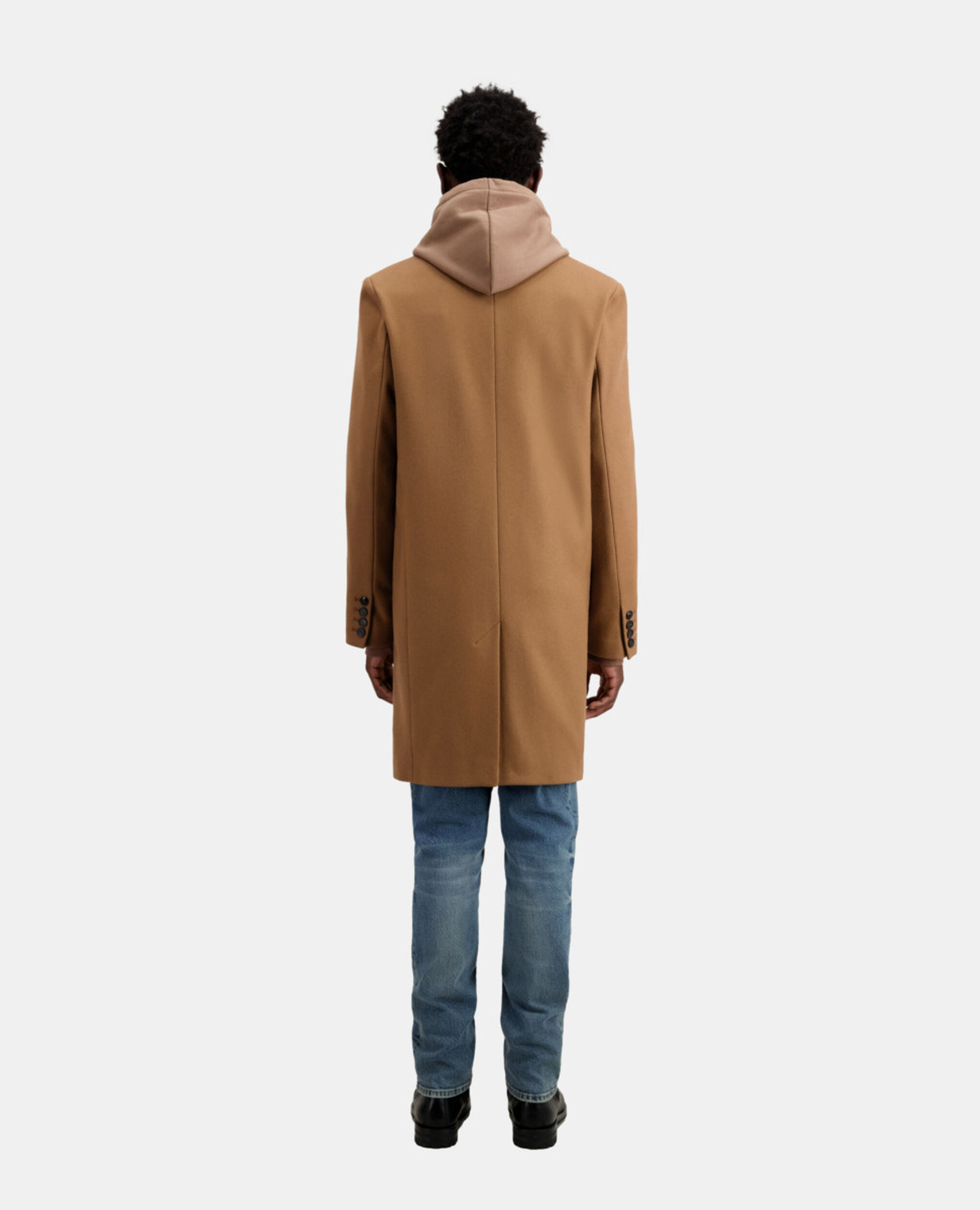 Long camel coat in wool blend, CAMEL, hi-res image number null