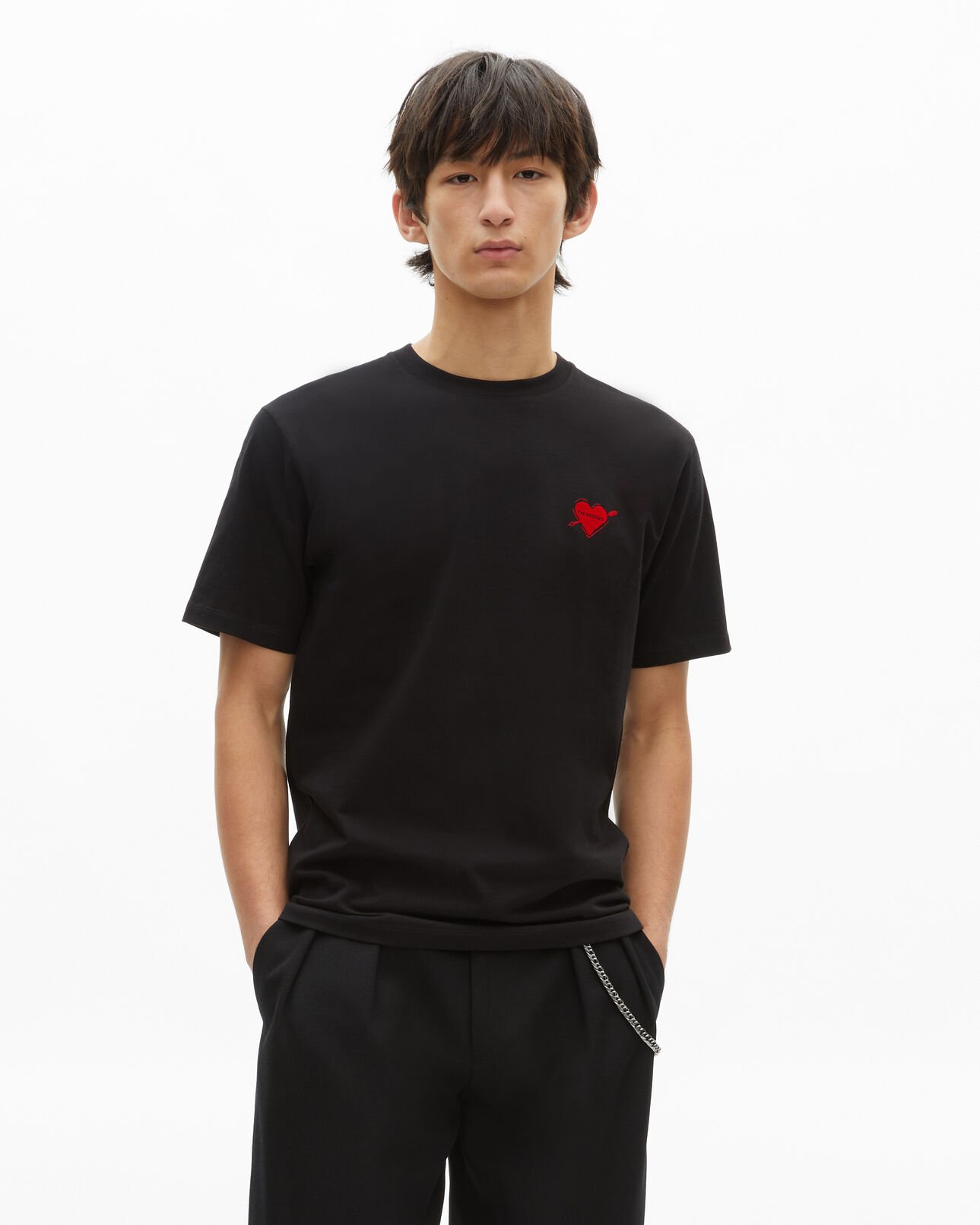 The Kooples HOMME BLACK t-shirt avec flocage coeur noir