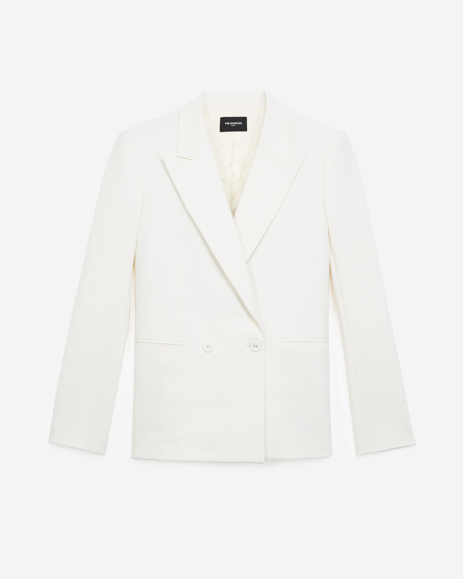 Double-breasted ecru suit jacket w/pockets, ECRU, hi-res image number null