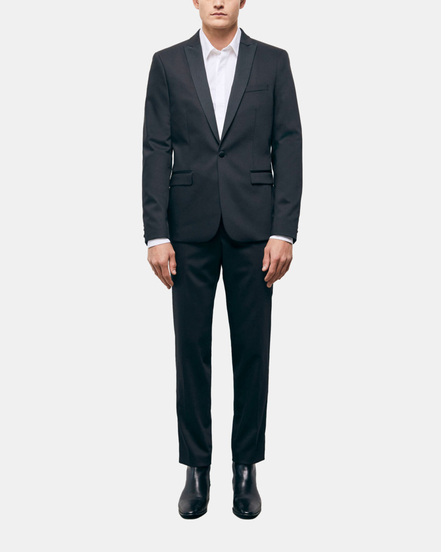 Schwarze Smokingjacke aus Wolle, BLACK, hi-res image number null