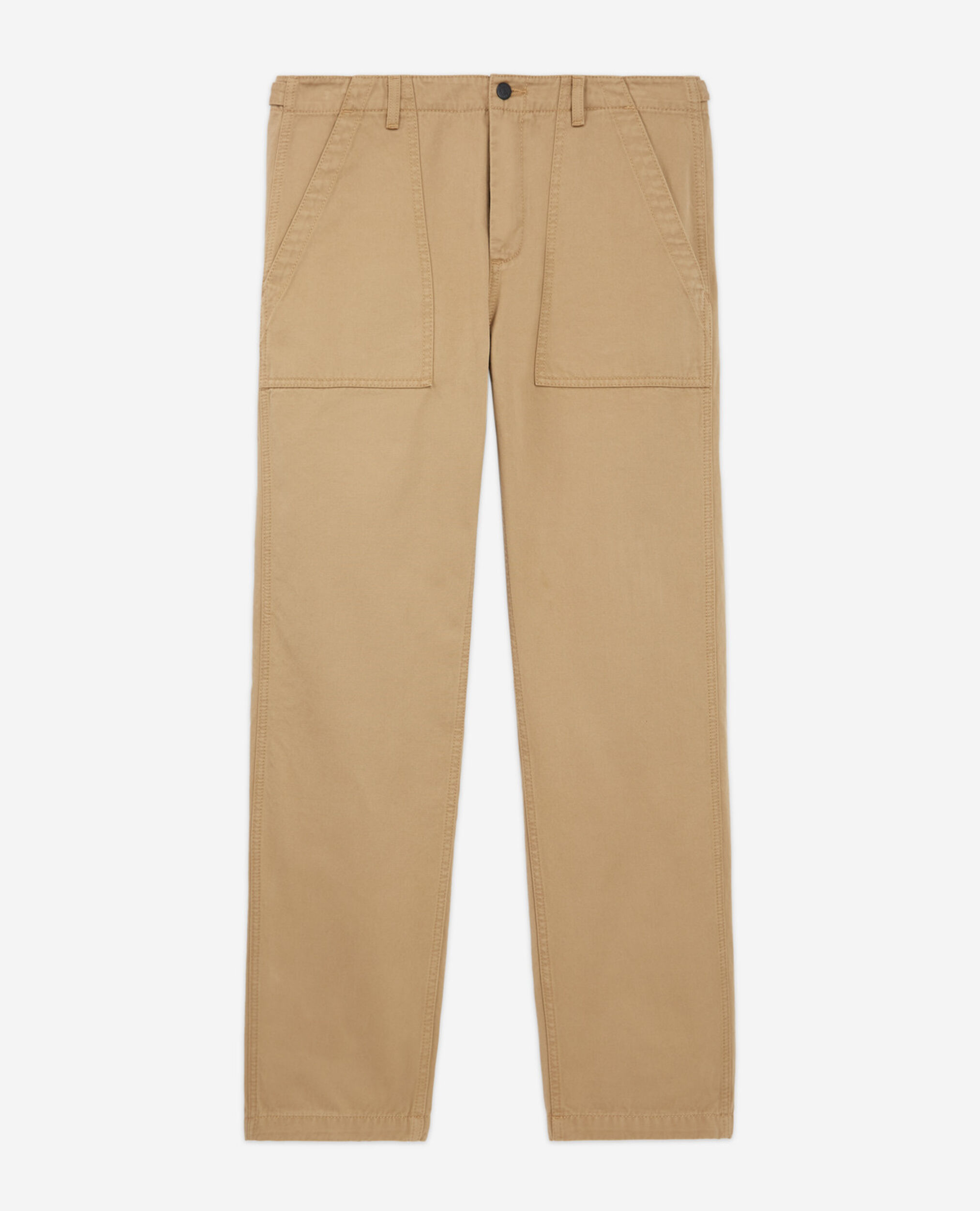 Khaki cotton chino pants with pockets, BEIGE, hi-res image number null