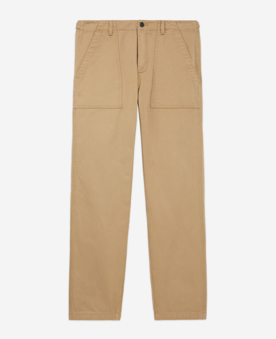 khaki cotton chino pants with pockets