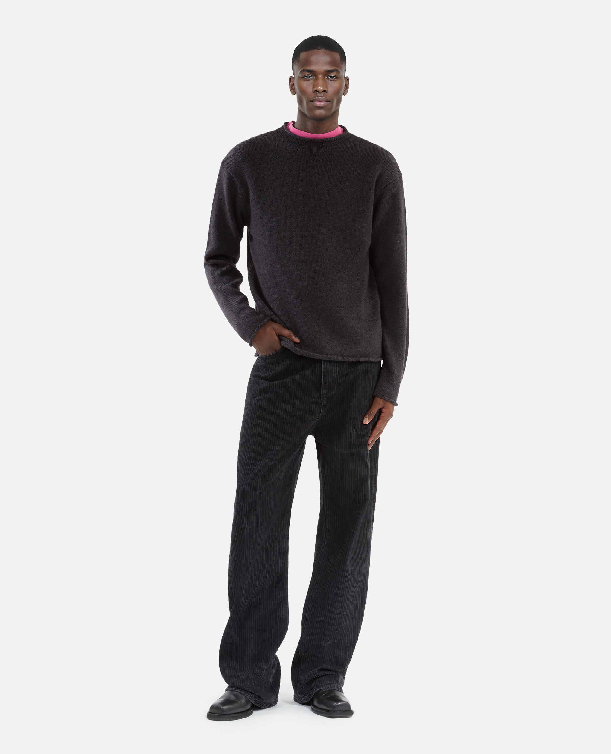 Gray wool sweater, MIDDLE GREY MEL, hi-res image number null