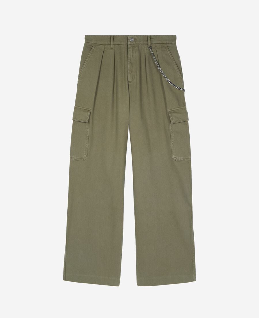 The Kooples HOMME KAKI pantalon cargo kaki
