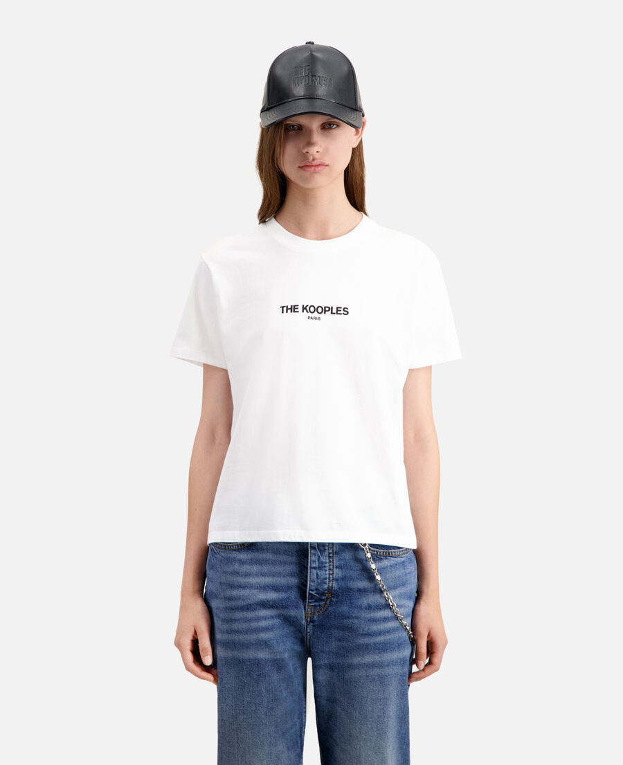 white cotton t-shirt with printed logo