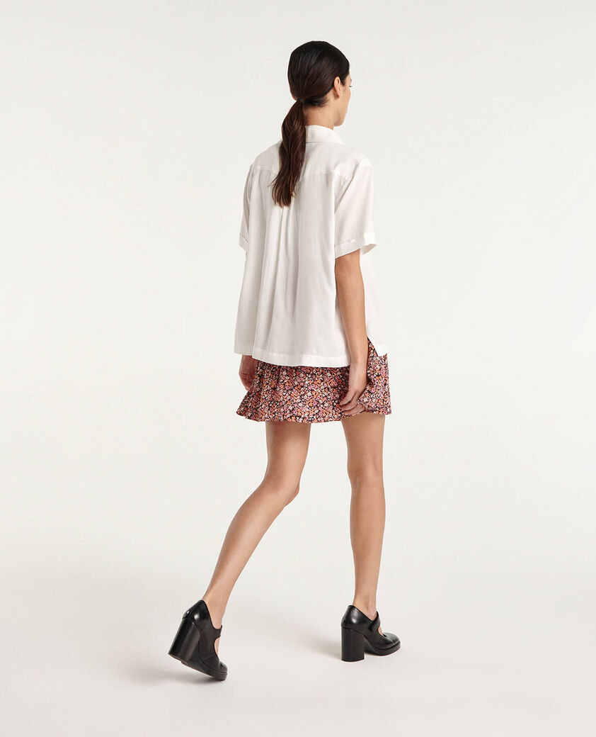 The Kooples WOMEN PINK flowing pink short frilly skirt with print