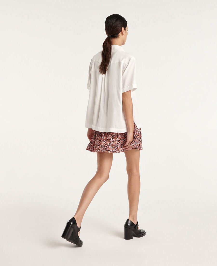 The Kooples WOMEN PINK flowing pink short frilly skirt with print