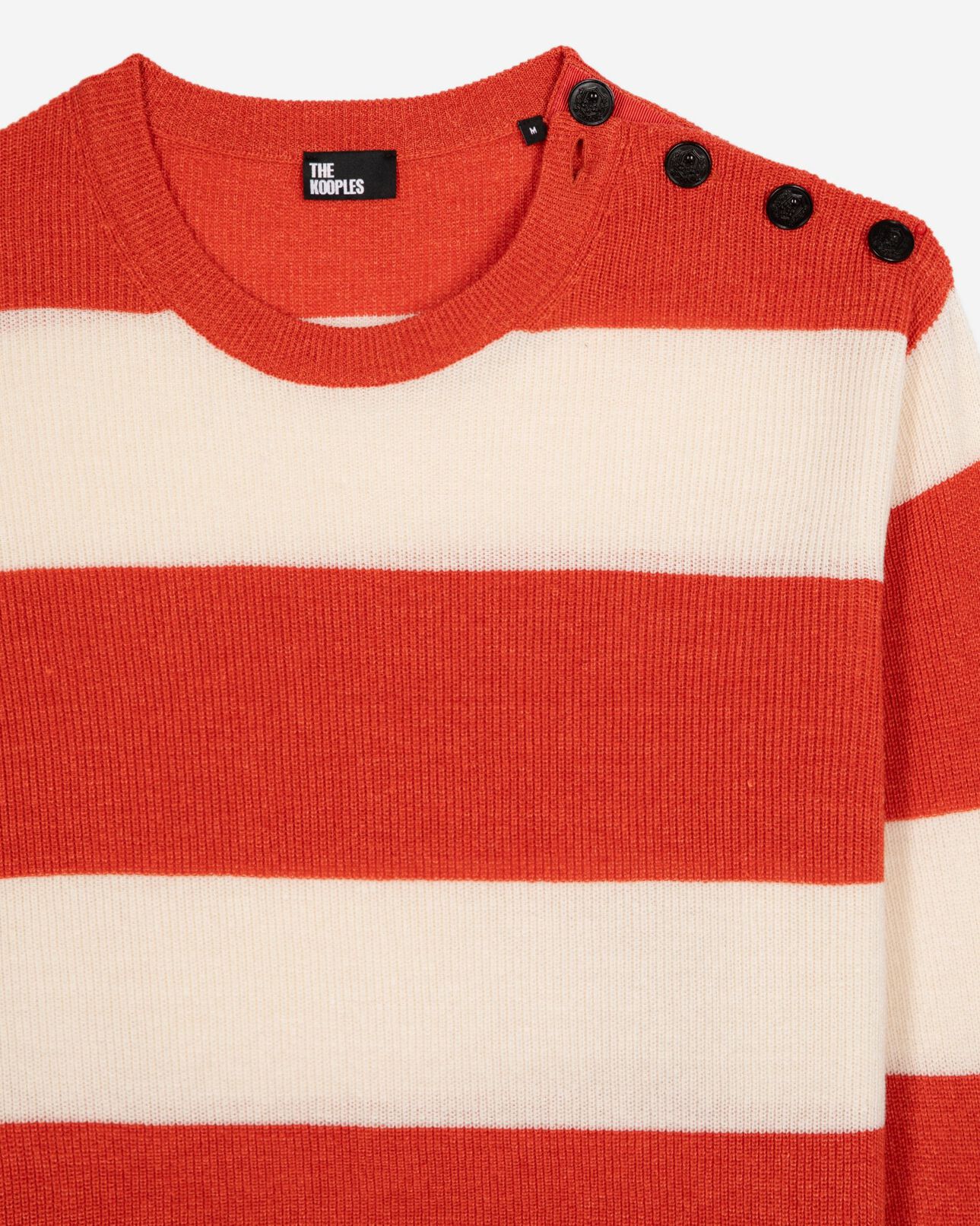 The Kooples HERREN ORANGE ECRU orange gestreifter pullover aus wolle und leinen